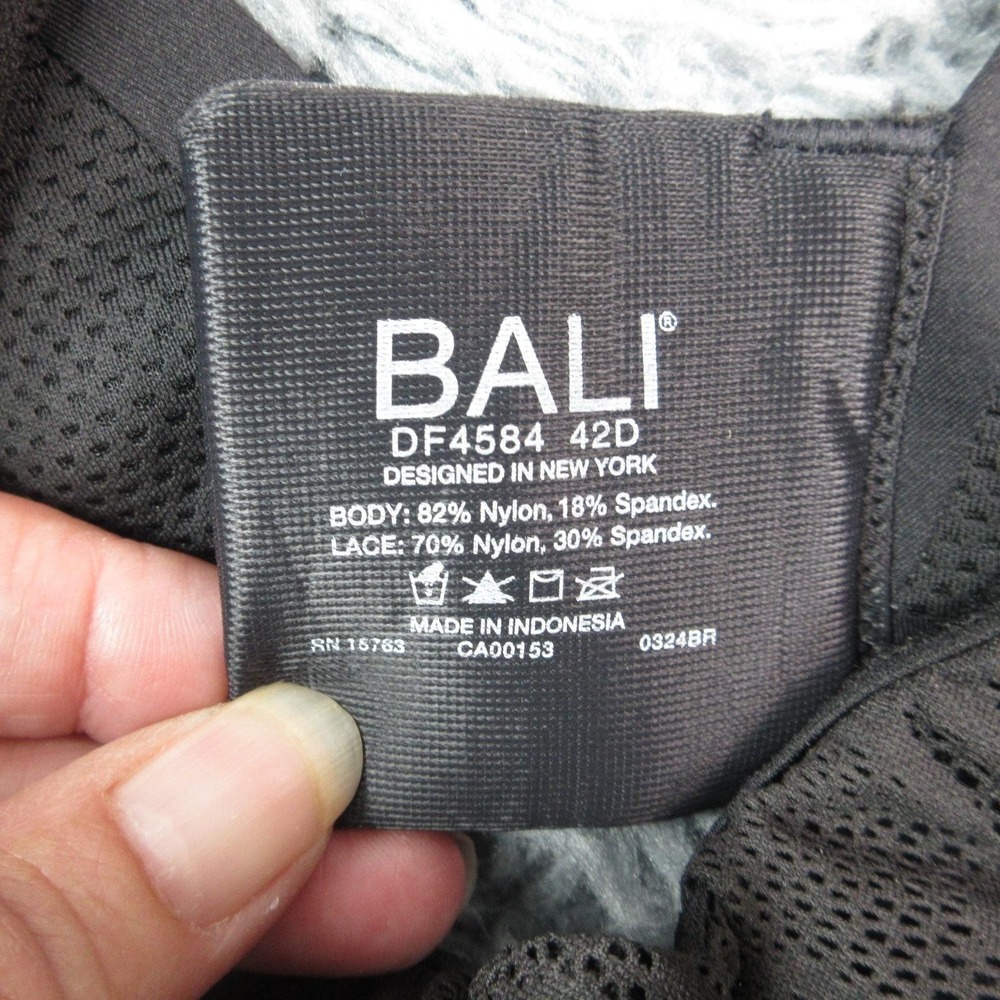 Bali Bra Womens 42D Black Coolest Smoothing Lace Underwire T-Shirt NWT - Picture 5 of 7